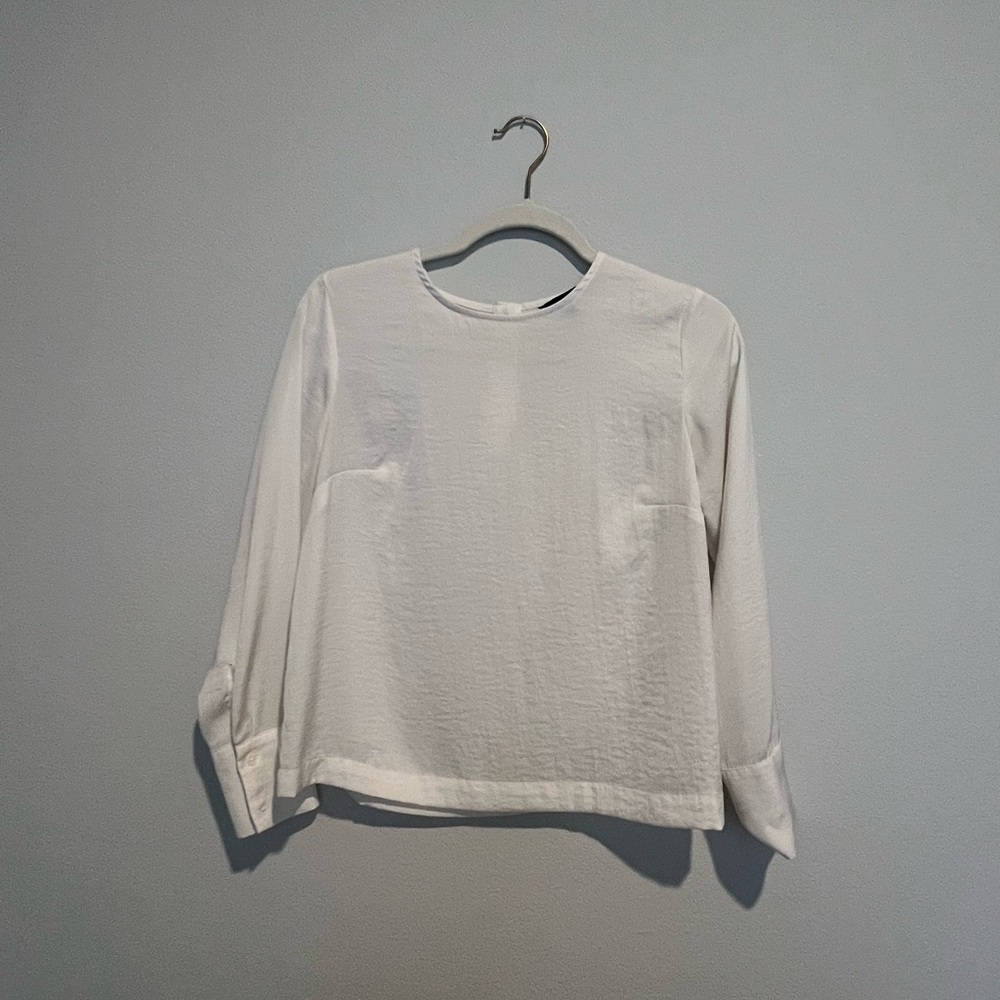 Banana Republic Tan Cream Long Sleeve Boxy Blouse